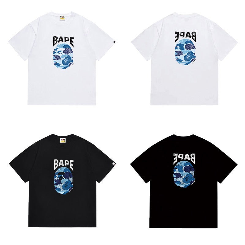 Bathing Shark and ape head print T Shirts NextBlock
