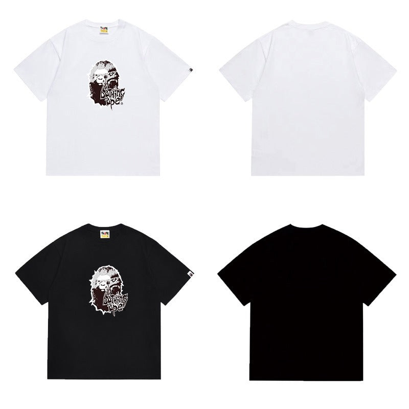 Bathing Shark and ape head print T Shirts NextBlock
