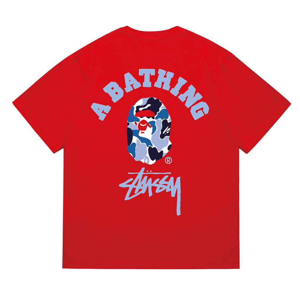 Bathing Shark and ape head print T-Shirt NextBlock