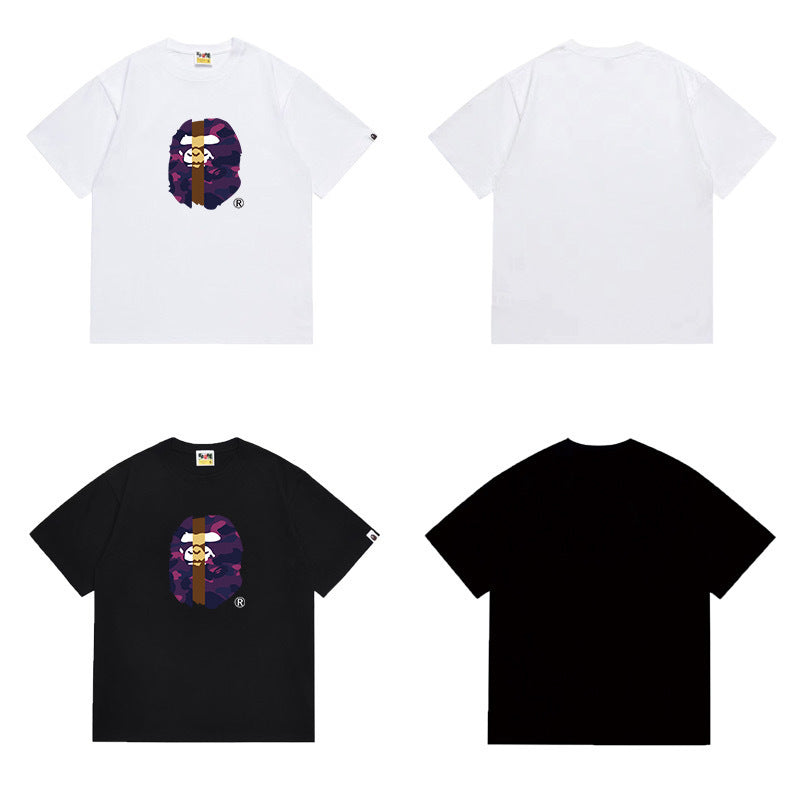 Bathing Shark and ape head print T Shirts NextBlock