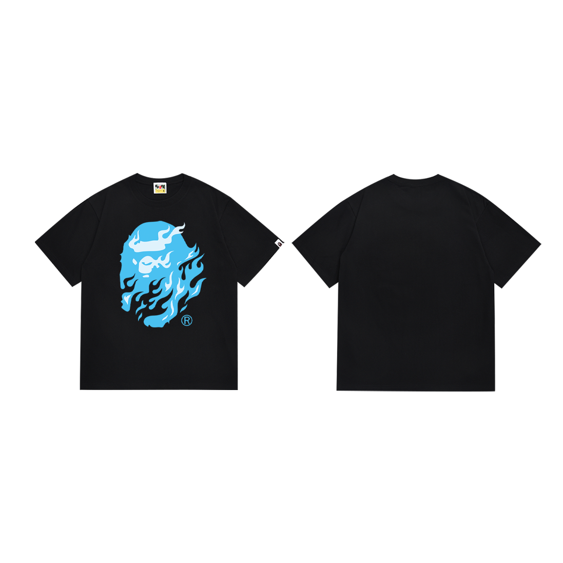 Bathing Shark and ape head print T-Shirt NextBlock