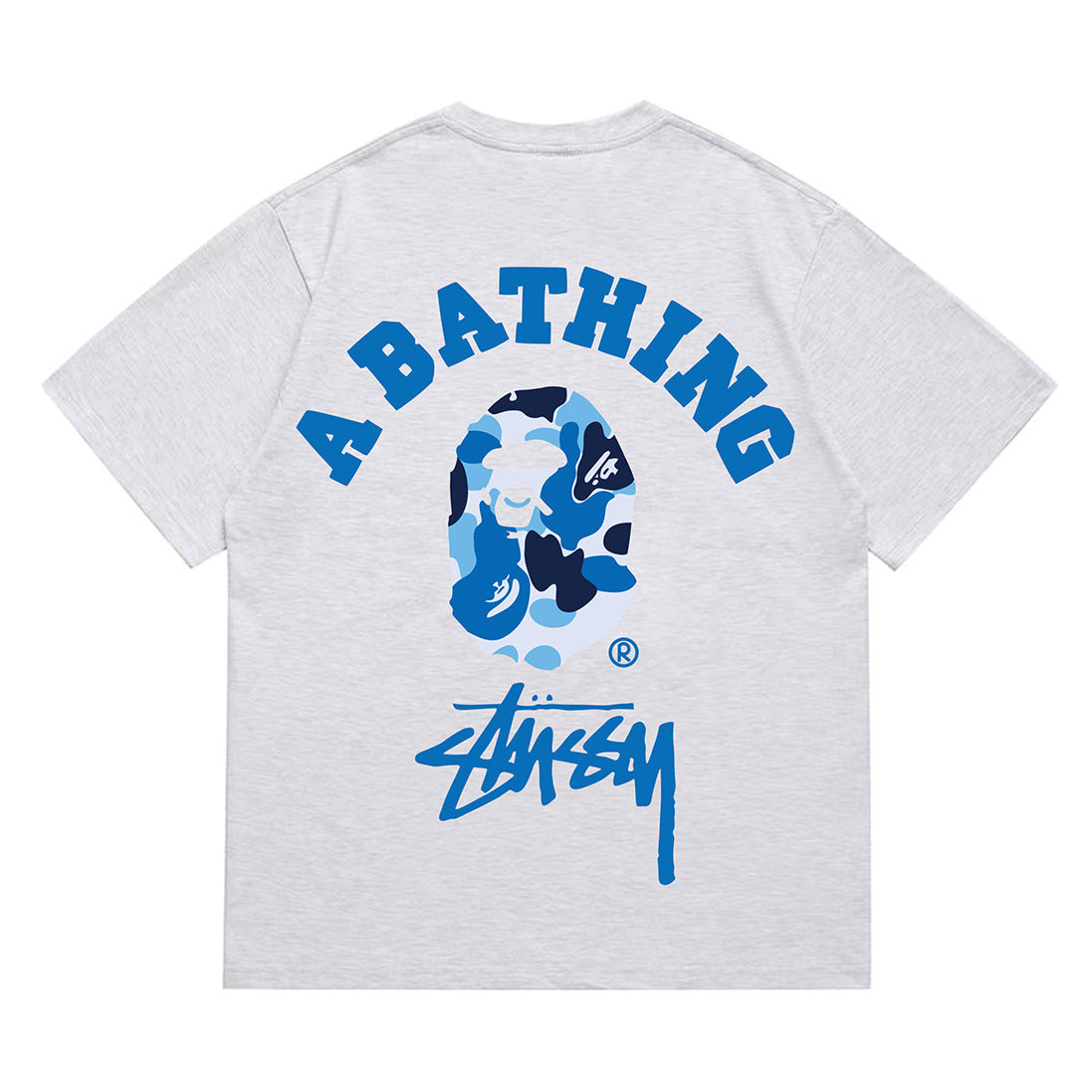 Bathing Shark and ape head print T-Shirt NextBlock