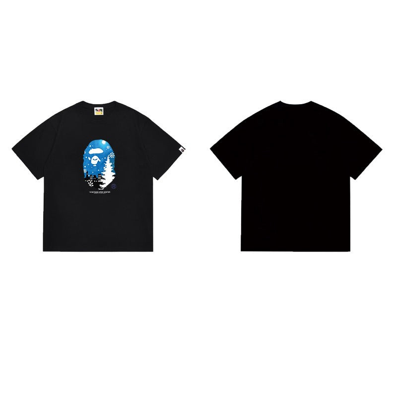 Bathing Shark and ape head print T Shirts NextBlock