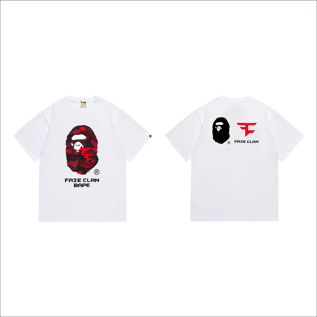 Bathing Shark and ape head print T-Shirt NextBlock