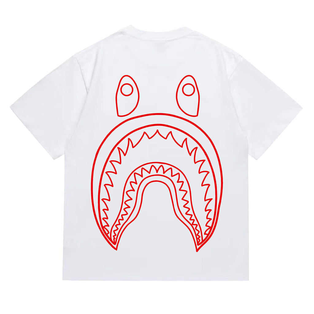 Bathing Shark and ape head print T-Shirt NextBlock