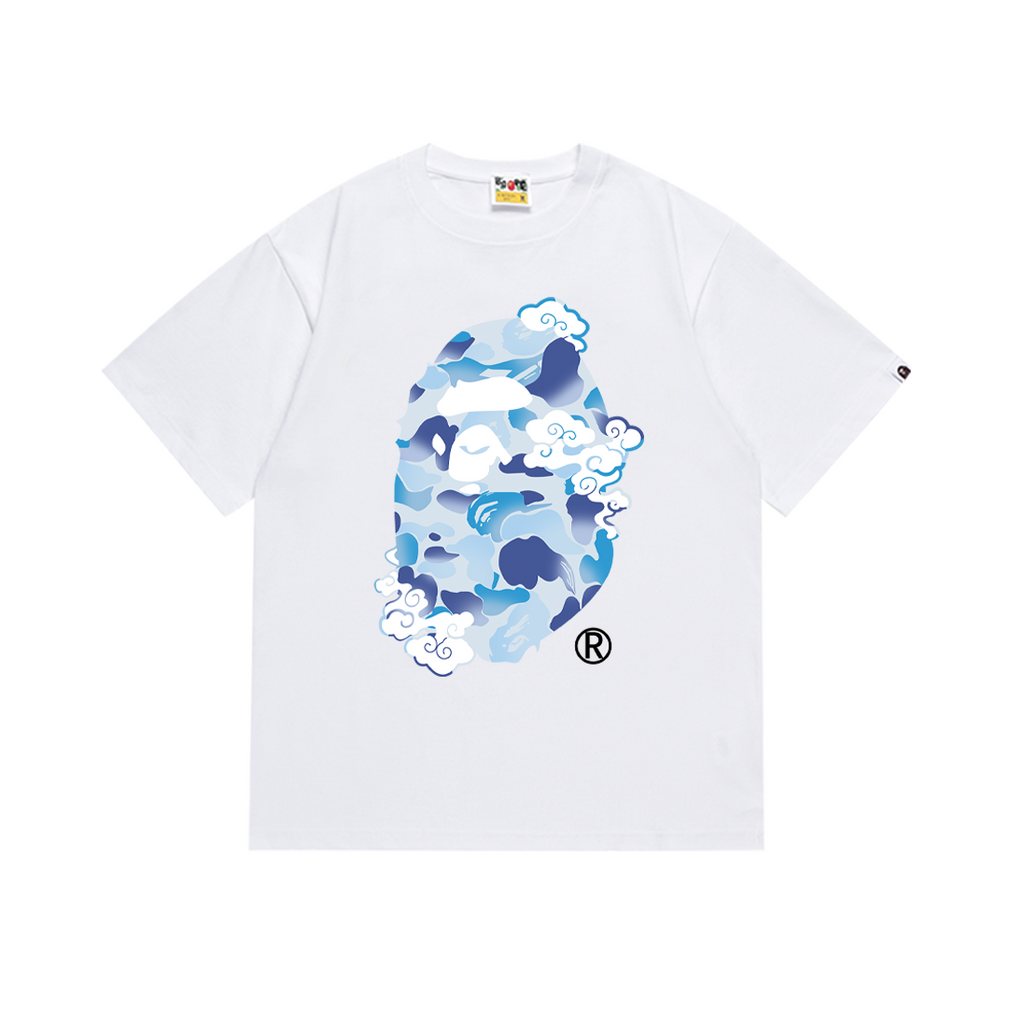 Bathing Shark and ape head print T-Shirt NextBlock