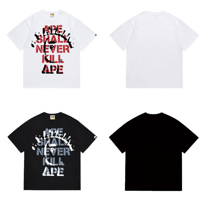Bathing Shark and ape head print T Shirts NextBlock