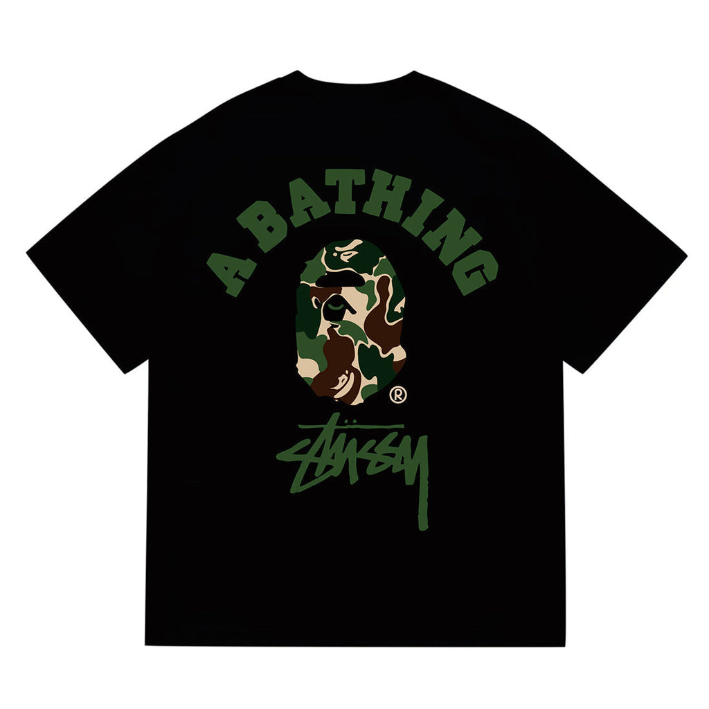 Bathing Shark and ape head print T-Shirt NextBlock