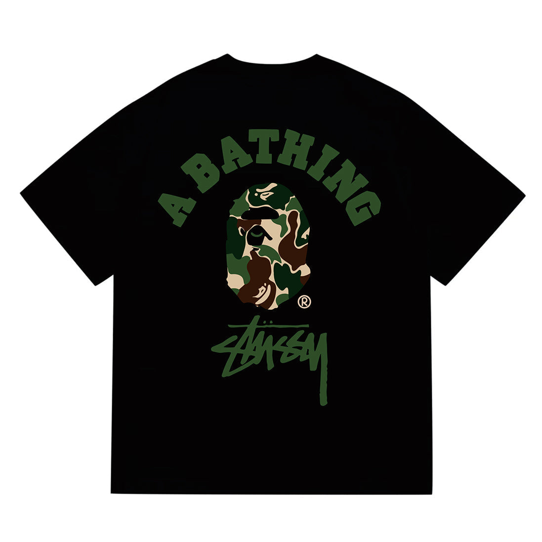 Bathing Shark and ape head print T-Shirt NextBlock