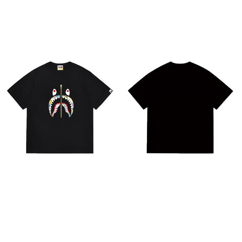 Bathing Shark and ape head print T Shirts NextBlock