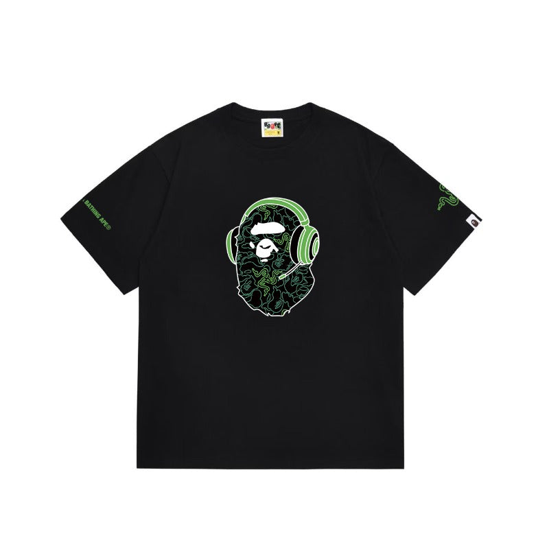 Bathing Shark and ape head print T Shirts NextBlock