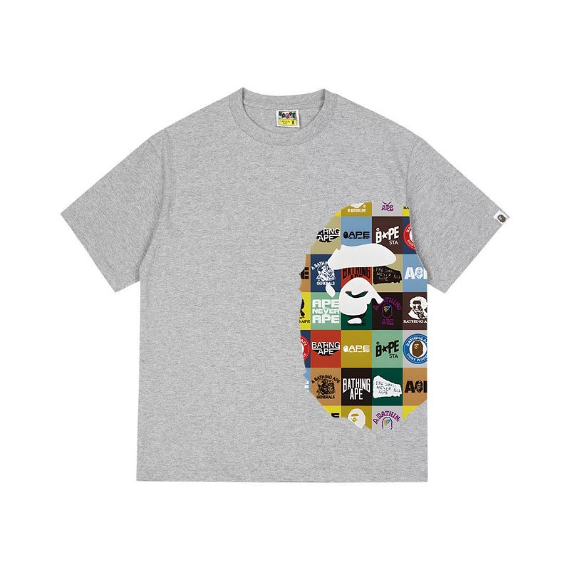 Bathing Shark and ape head print T Shirts NextBlock