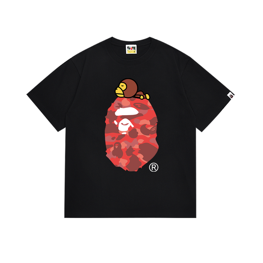 Bathing Shark and ape head print T-Shirt NextBlock