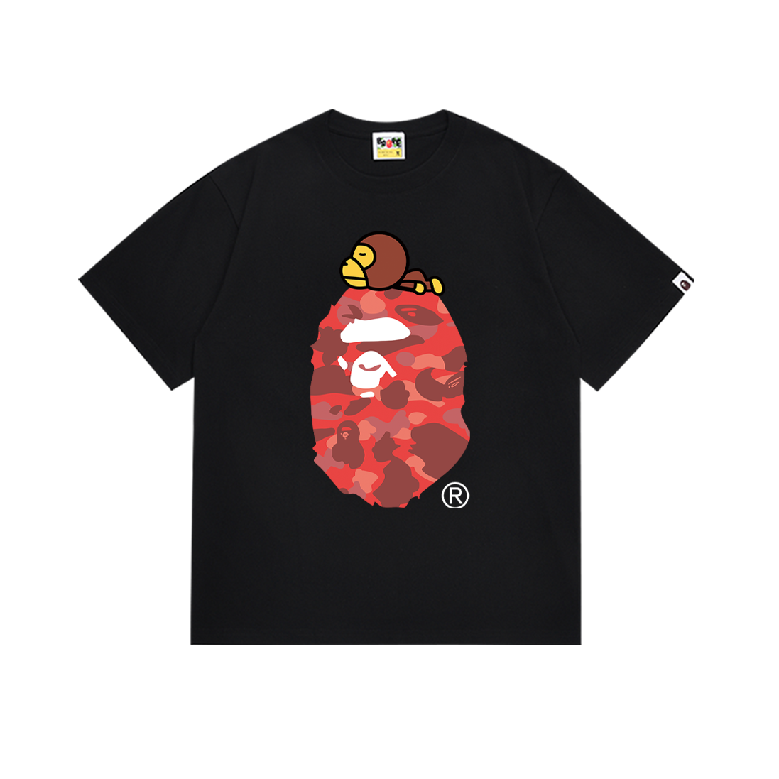 Bathing Shark and ape head print T-Shirt NextBlock
