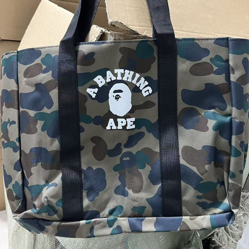 Bathing Shark and ape head print Bag Camouflage Large Capacity Waterproof Casual Shoulder Portable Tote Bag NextBlock