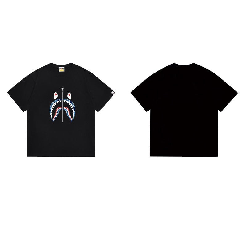 Bathing Shark and ape head print T Shirts NextBlock