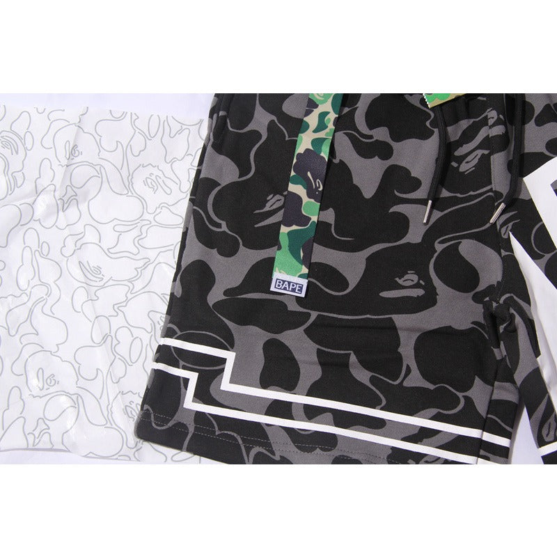 Bathing Shark and ape head print Shorts camouflage alphabet shark shorts men cotton terry lightning NextBlock