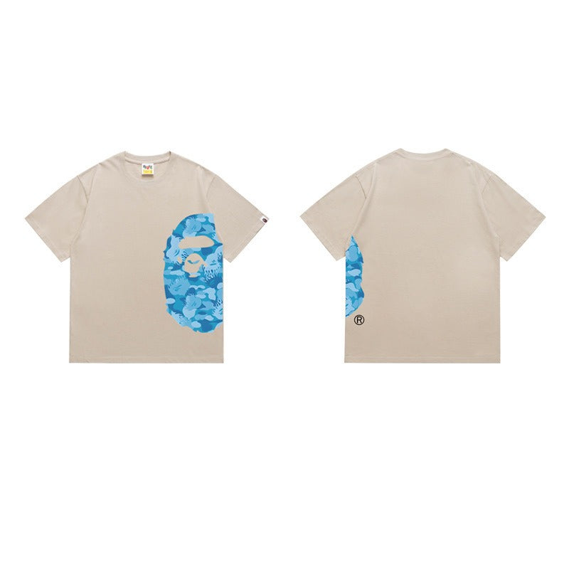 Bathing Shark and ape head print T Shirts NextBlock