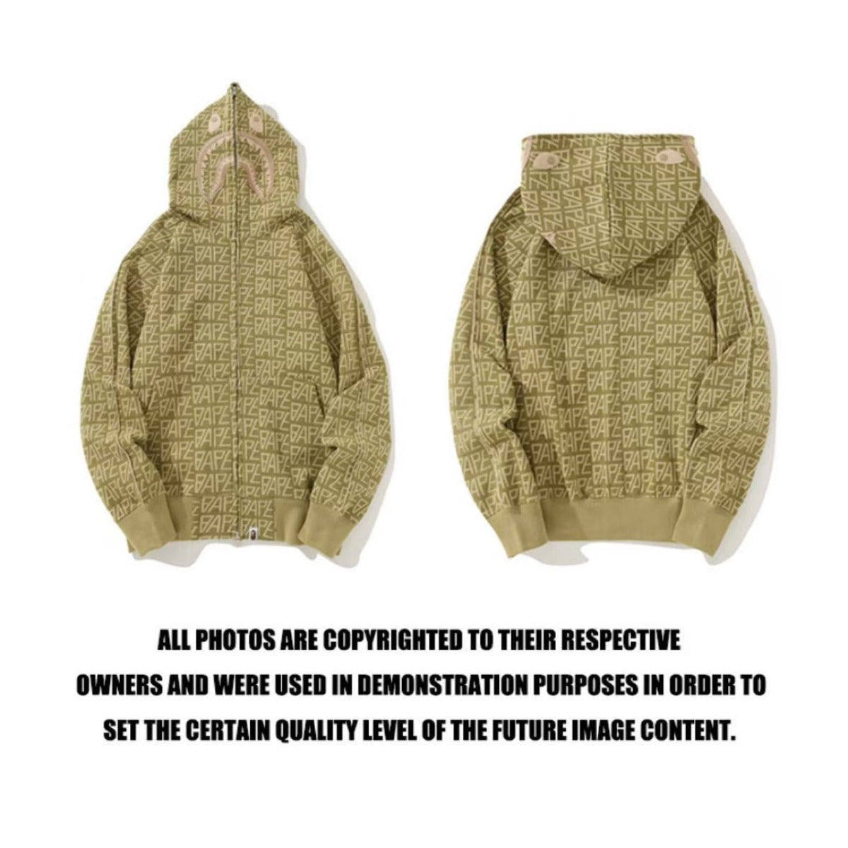 Bathing Shark and ape head print hoode BAPE desert color street loose NextBlock