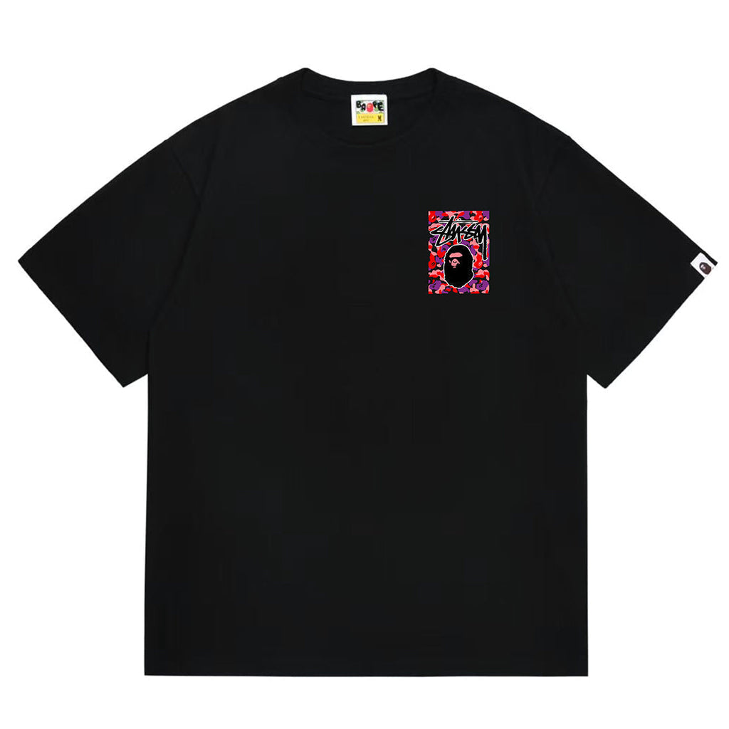 Bathing Shark and ape head print T-Shirt NextBlock