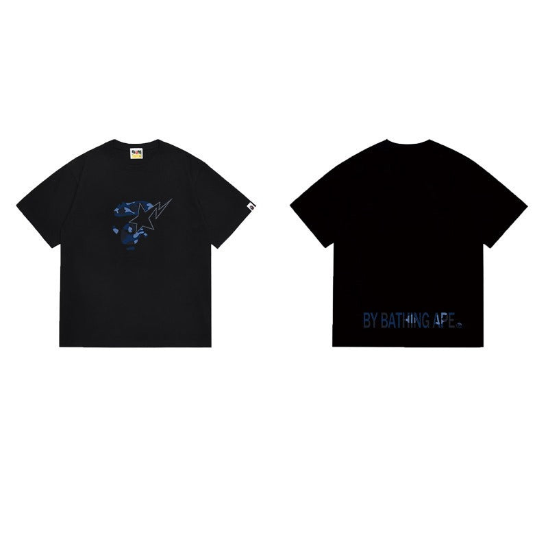 Bathing Shark and ape head print T Shirts NextBlock