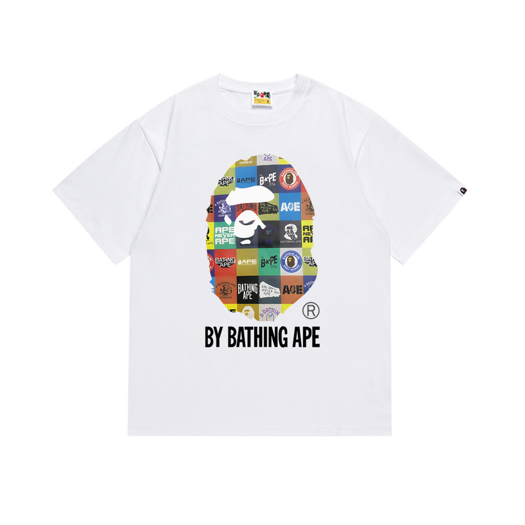 Bathing Shark and ape head print T-Shirt NextBlock