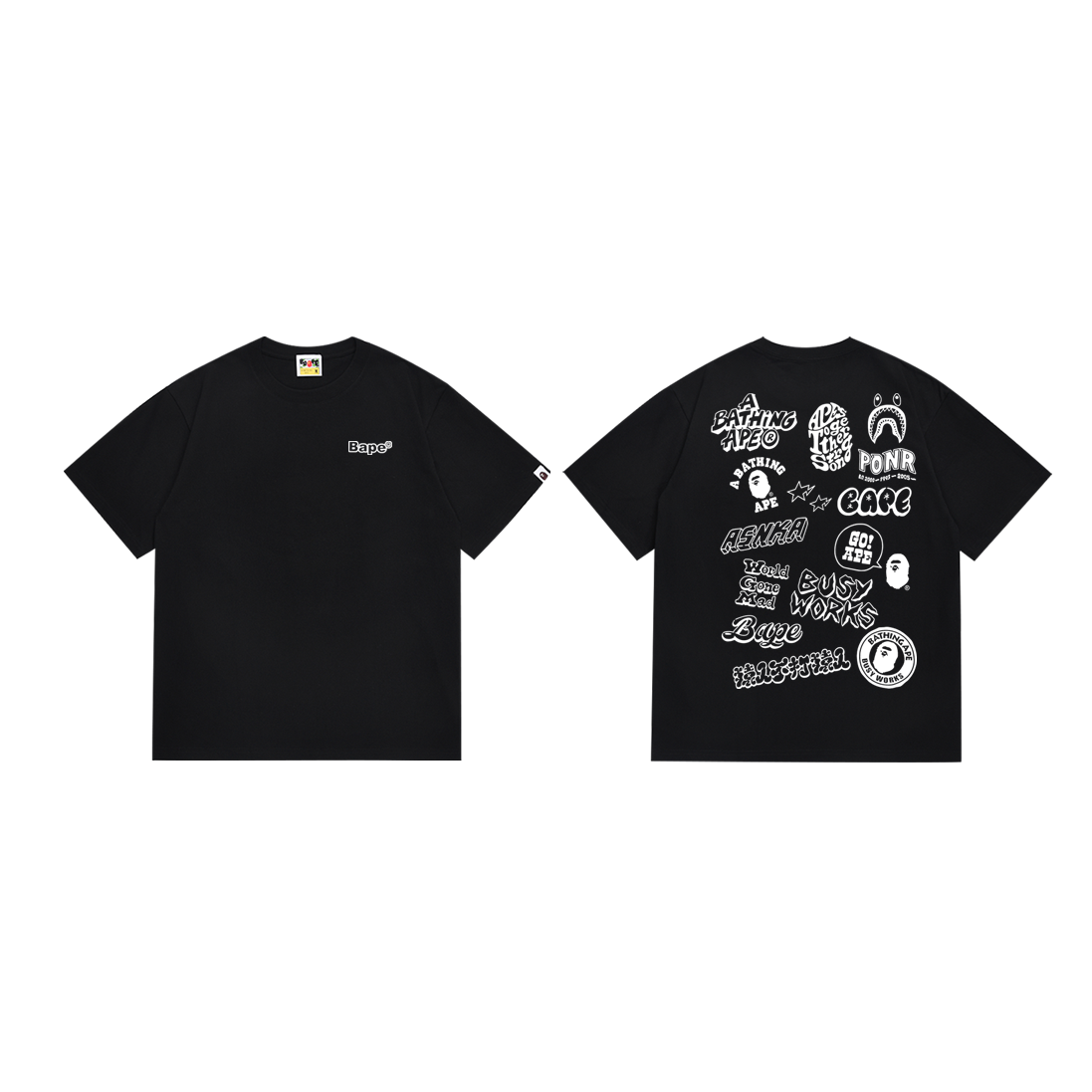 Bathing Shark and ape head print T-Shirt NextBlock