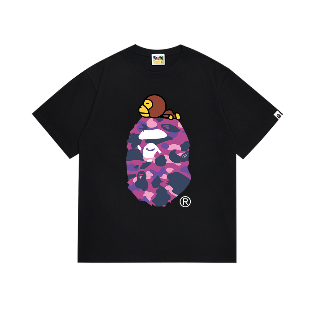 Bathing Shark and ape head print T-Shirt NextBlock