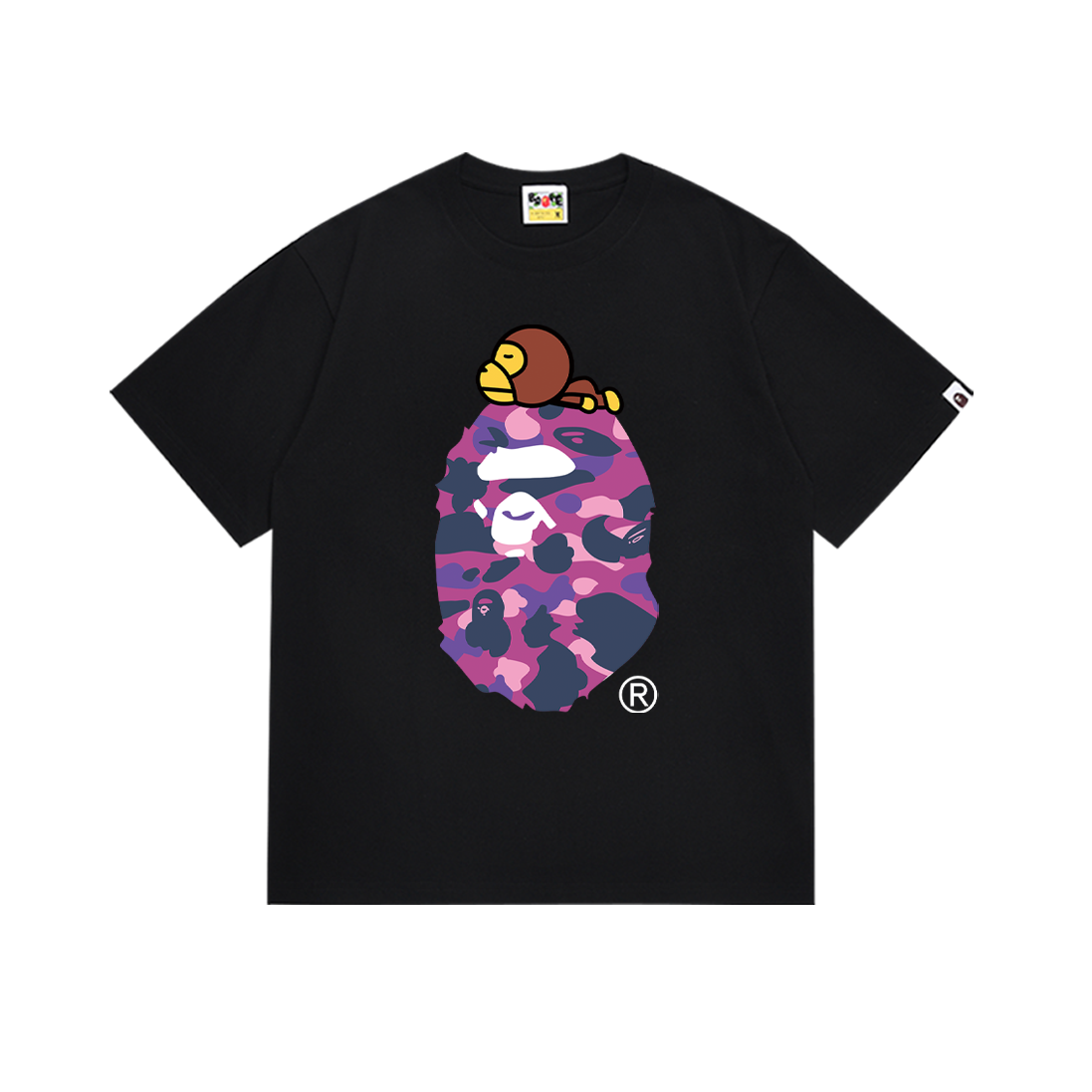 Bathing Shark and ape head print T-Shirt NextBlock