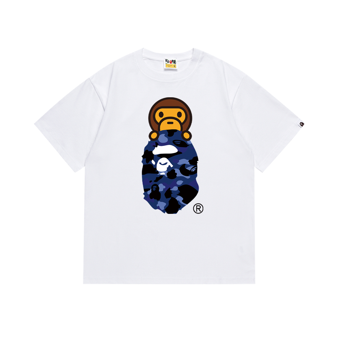 Bathing Shark and ape head print T-Shirt NextBlock