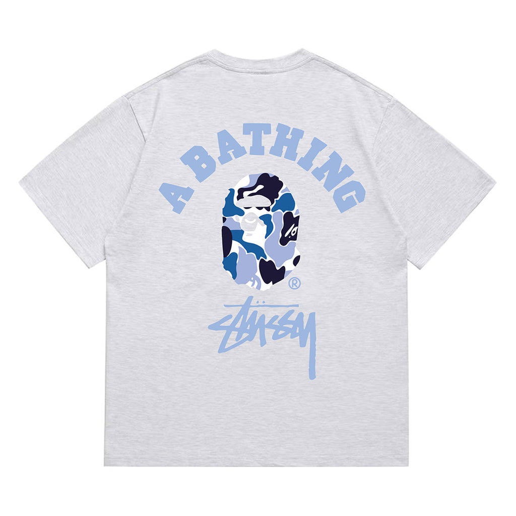 Bathing Shark and ape head print T-Shirt NextBlock