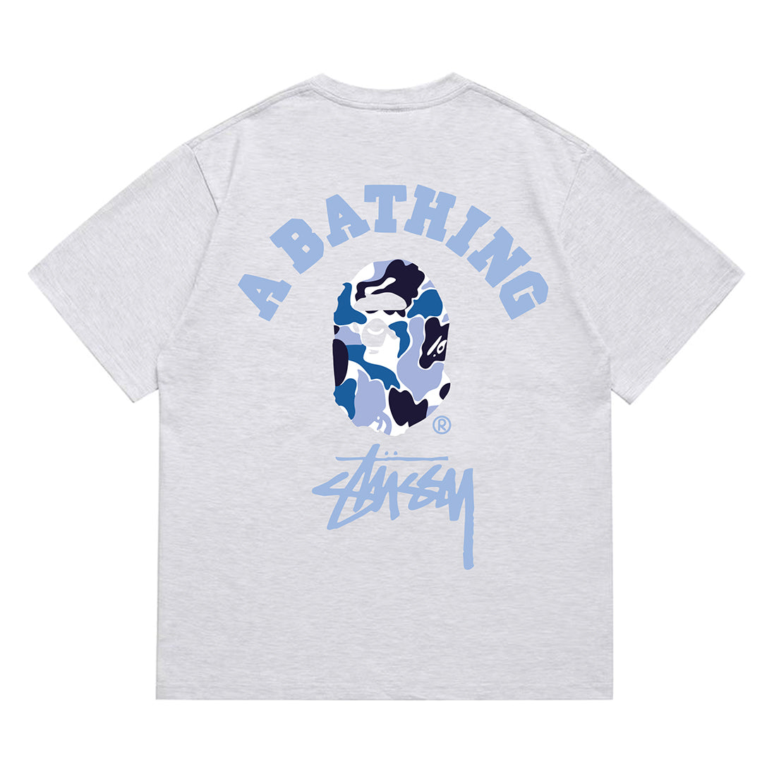 Bathing Shark and ape head print T-Shirt NextBlock