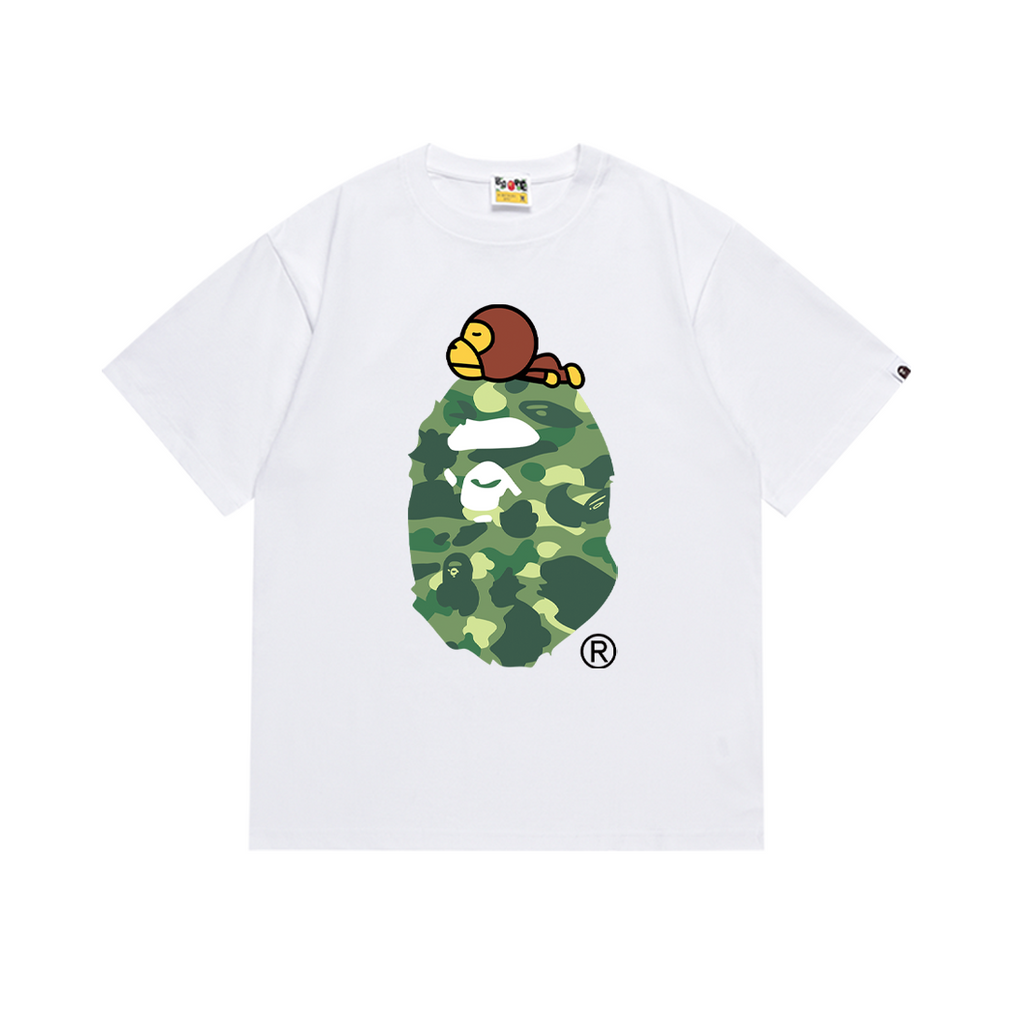 Bathing Shark and ape head print T-Shirt NextBlock