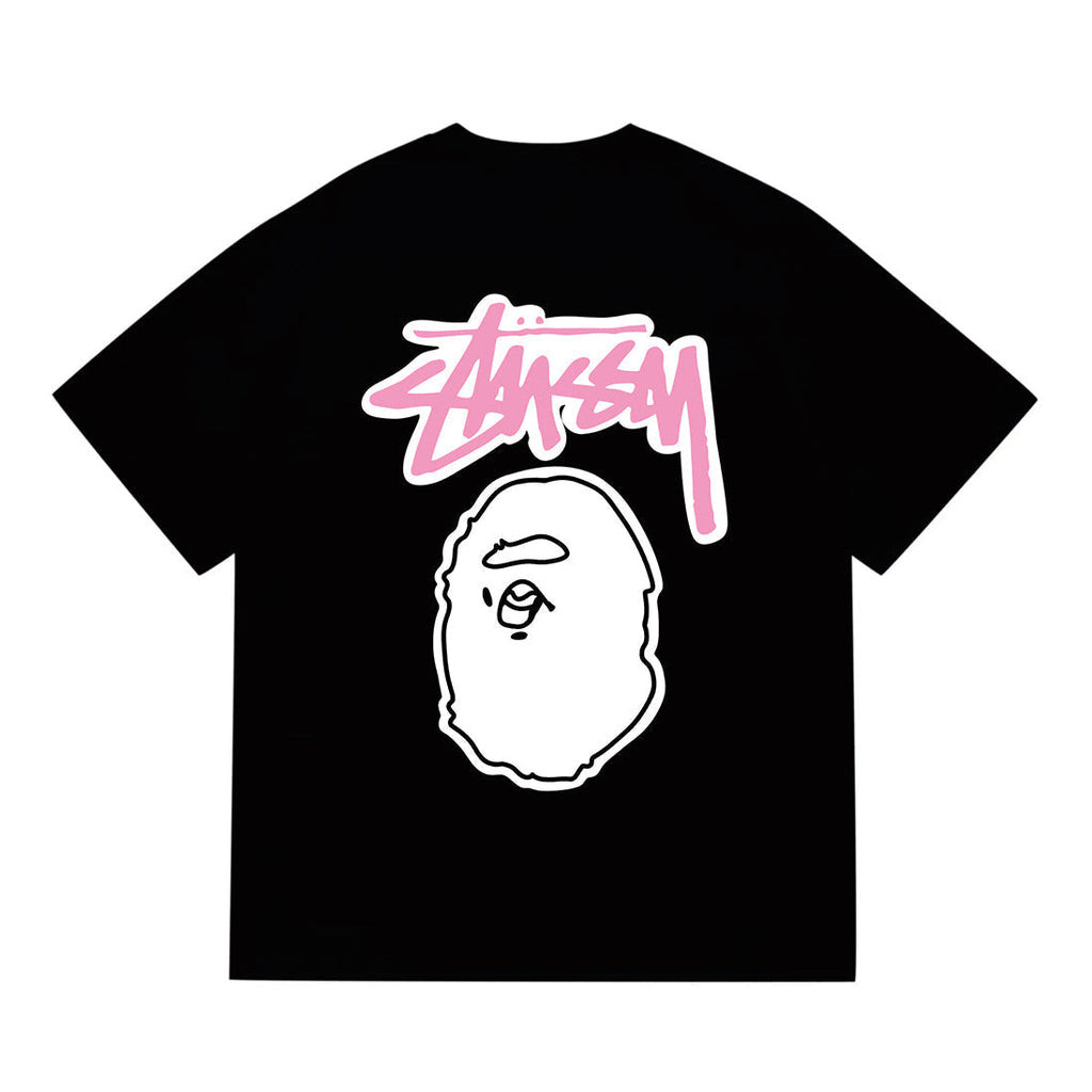 Bathing Shark and ape head print T-Shirt NextBlock
