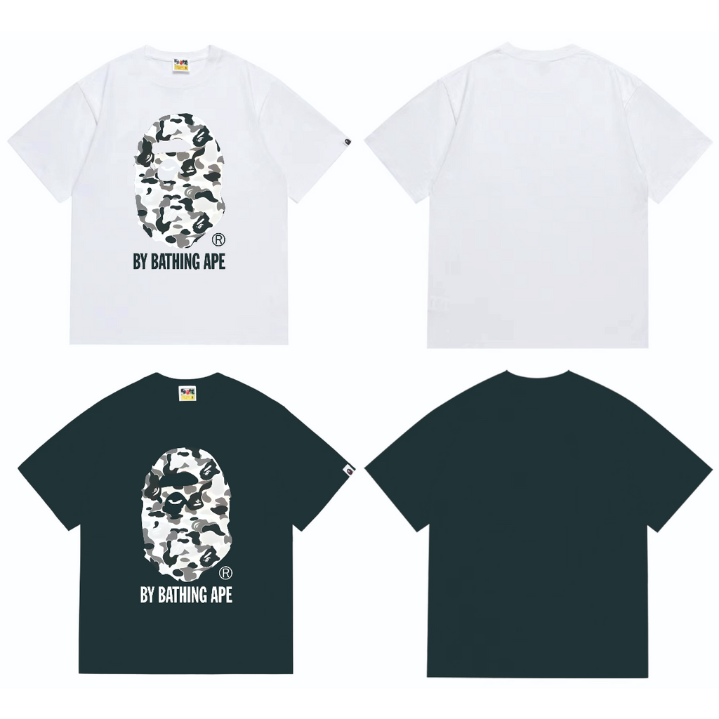 Bathing Shark and ape head print T-Shirt NextBlock