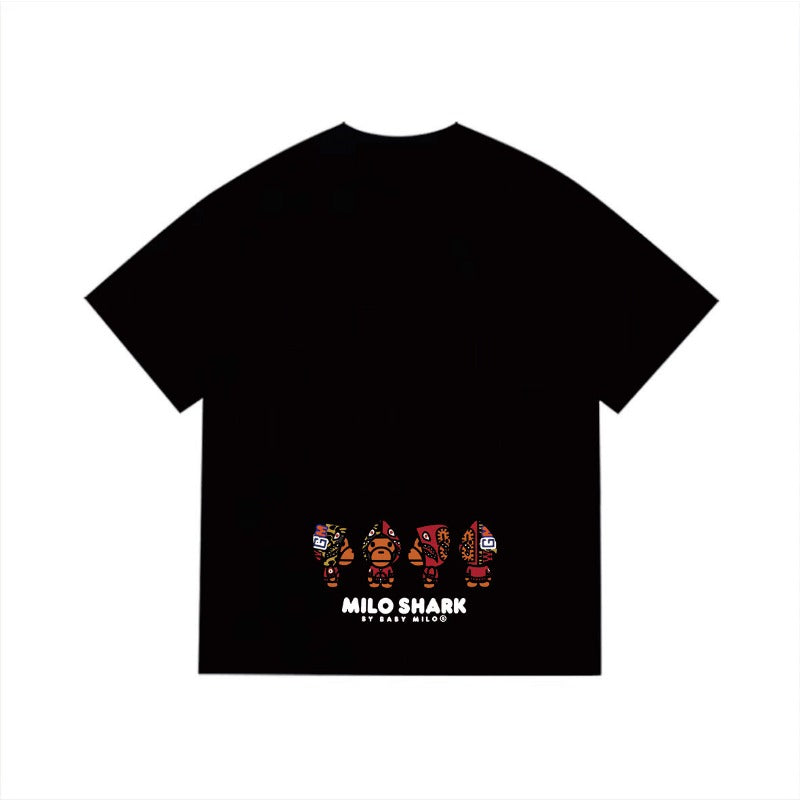 Bathing Shark and ape head print T Shirts NextBlock