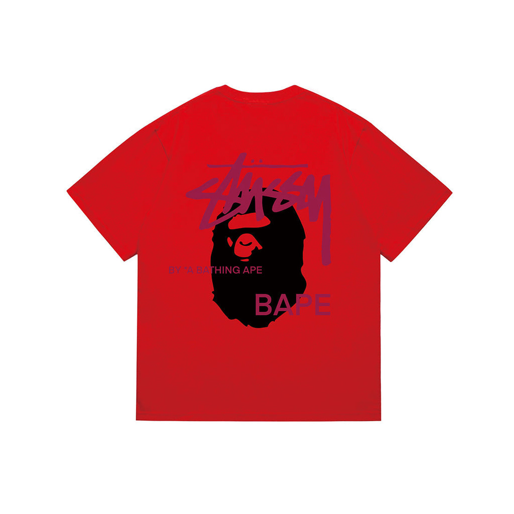 Bathing Shark and ape head print T-Shirt NextBlock