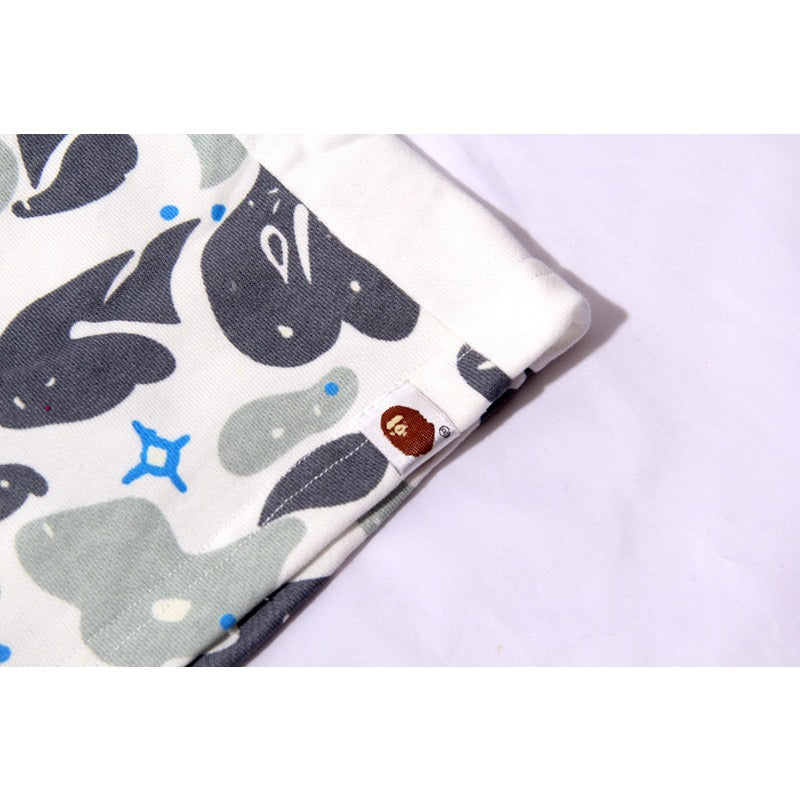Bathing Shark and ape head print Shorts Camo luminous shark mouth shorts five-point pants straight beach pants NextBlock