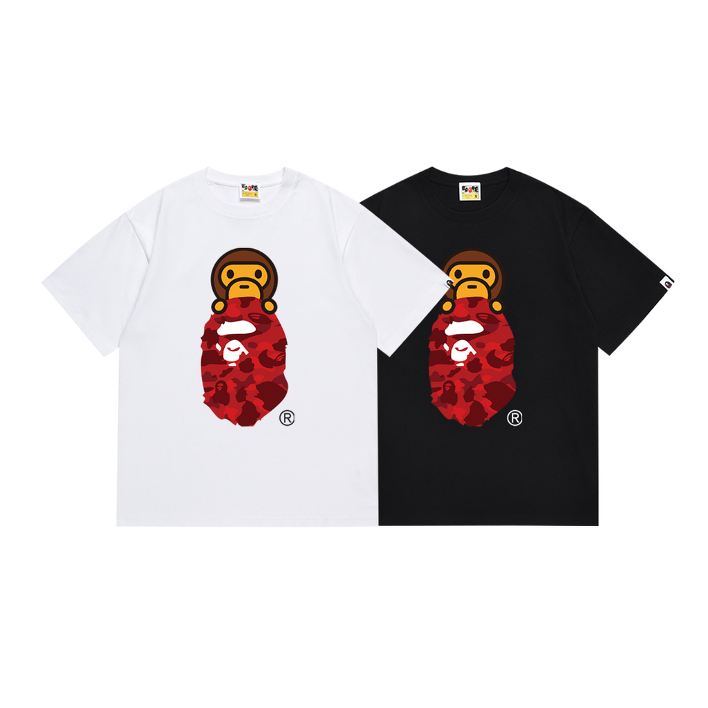 Bathing Shark and ape head print T-Shirt NextBlock