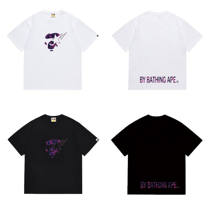 Bathing Shark and ape head print T Shirts NextBlock