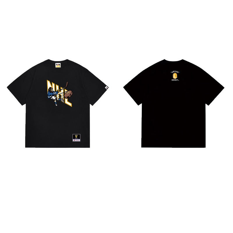 Bathing Shark and ape head print T Shirts NextBlock