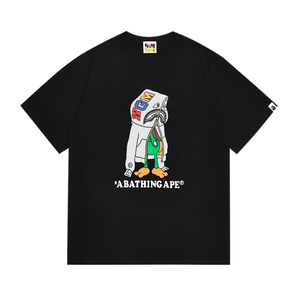 Bathing Shark and ape head print T-Shirt NextBlock