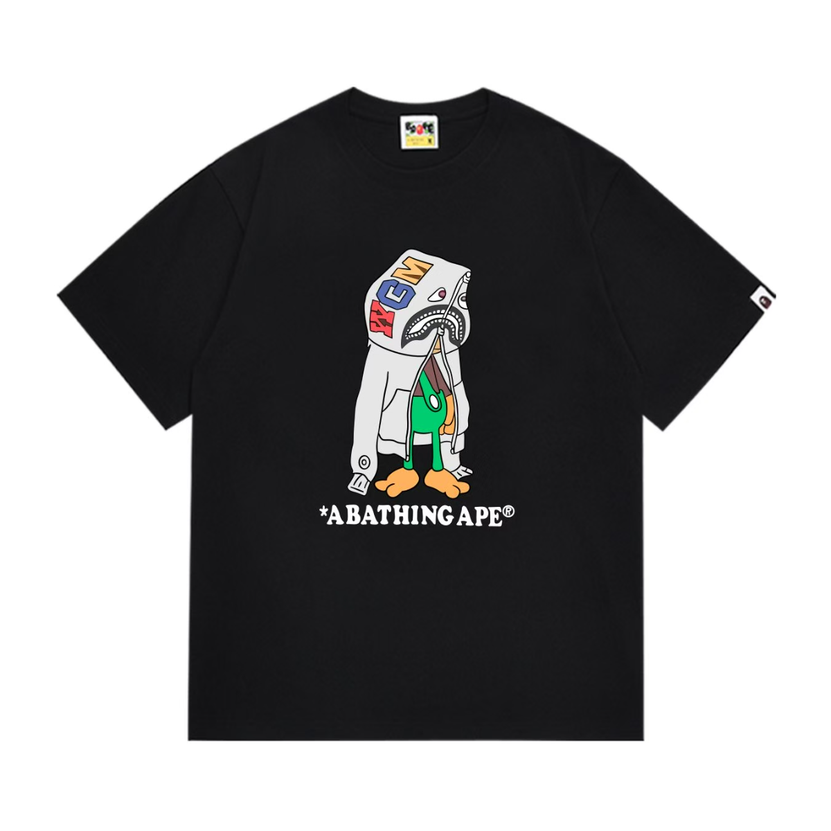 Bathing Shark and ape head print T-Shirt NextBlock