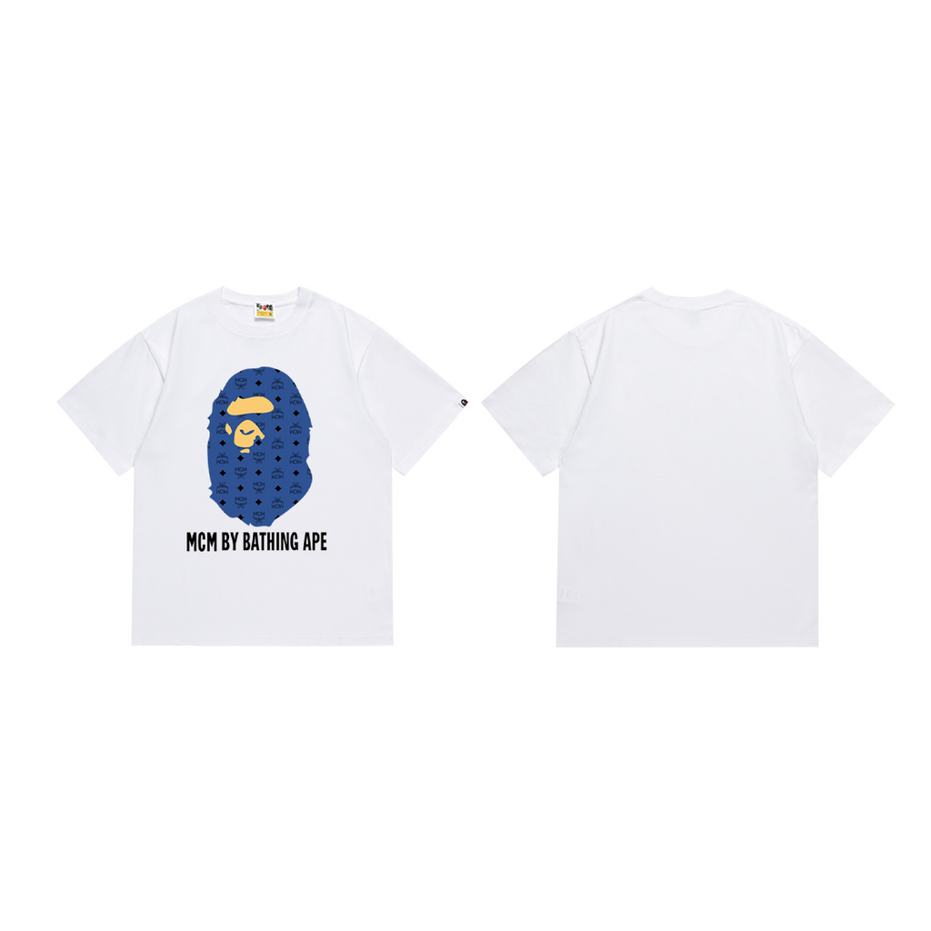 Bathing Shark and ape head print T-Shirt NextBlock