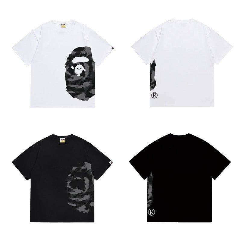 Bathing Shark and ape head print T Shirts NextBlock