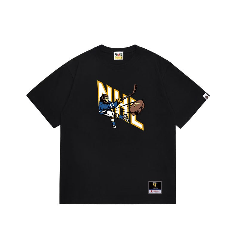 Bathing Shark and ape head print T Shirts NextBlock