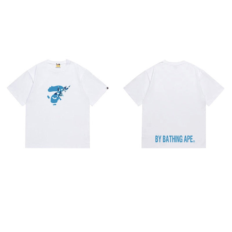 Bathing Shark and ape head print T Shirts NextBlock