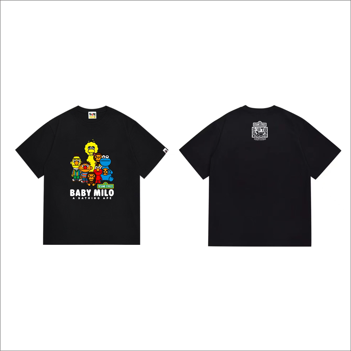 Bathing Shark and ape head print T-Shirt NextBlock
