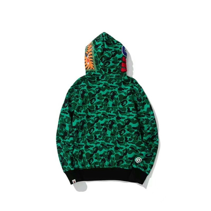 Bathing Shark and ape head print hoode BAPE green ghost color singer joint model NextBlock