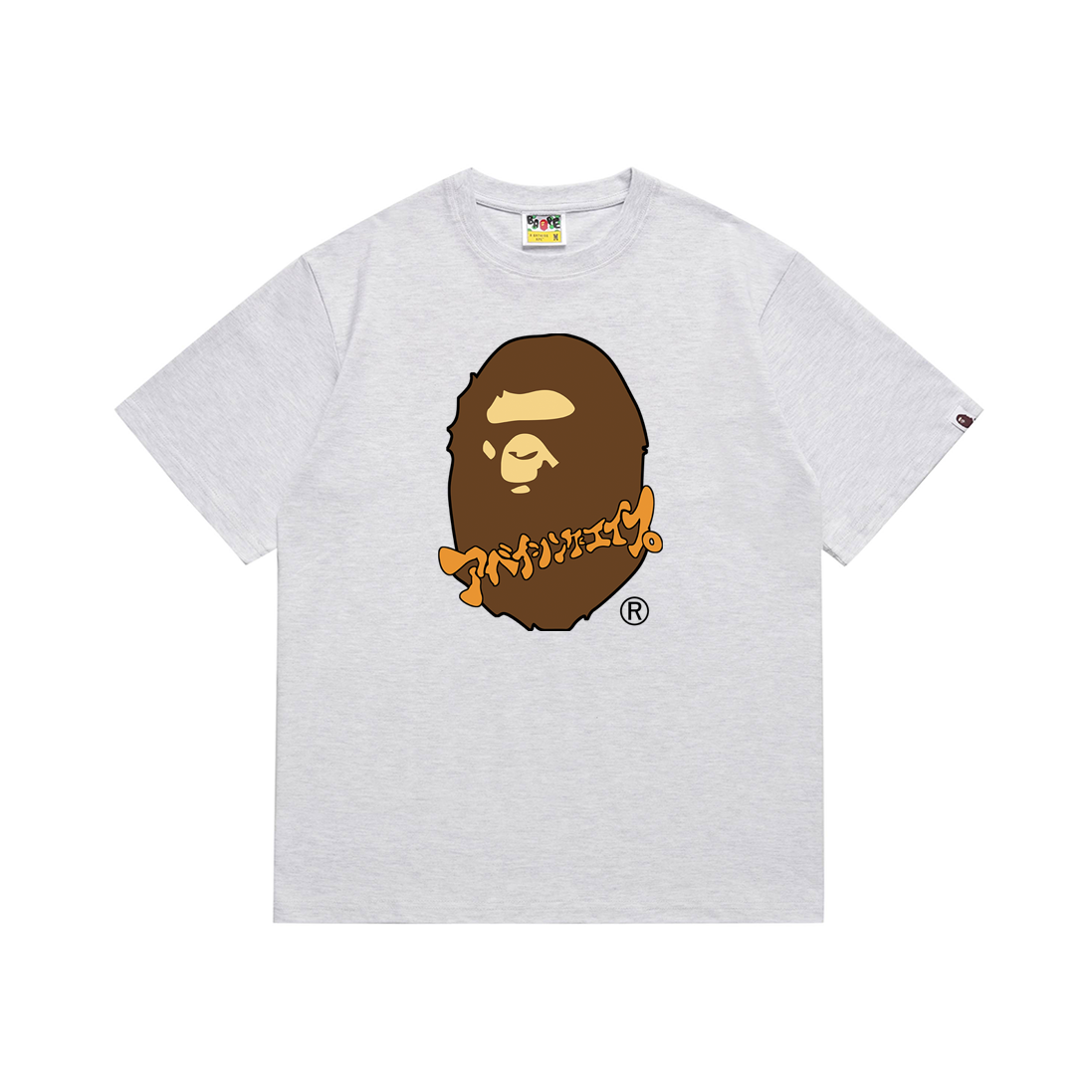 Bathing Shark and ape head print T-Shirt NextBlock